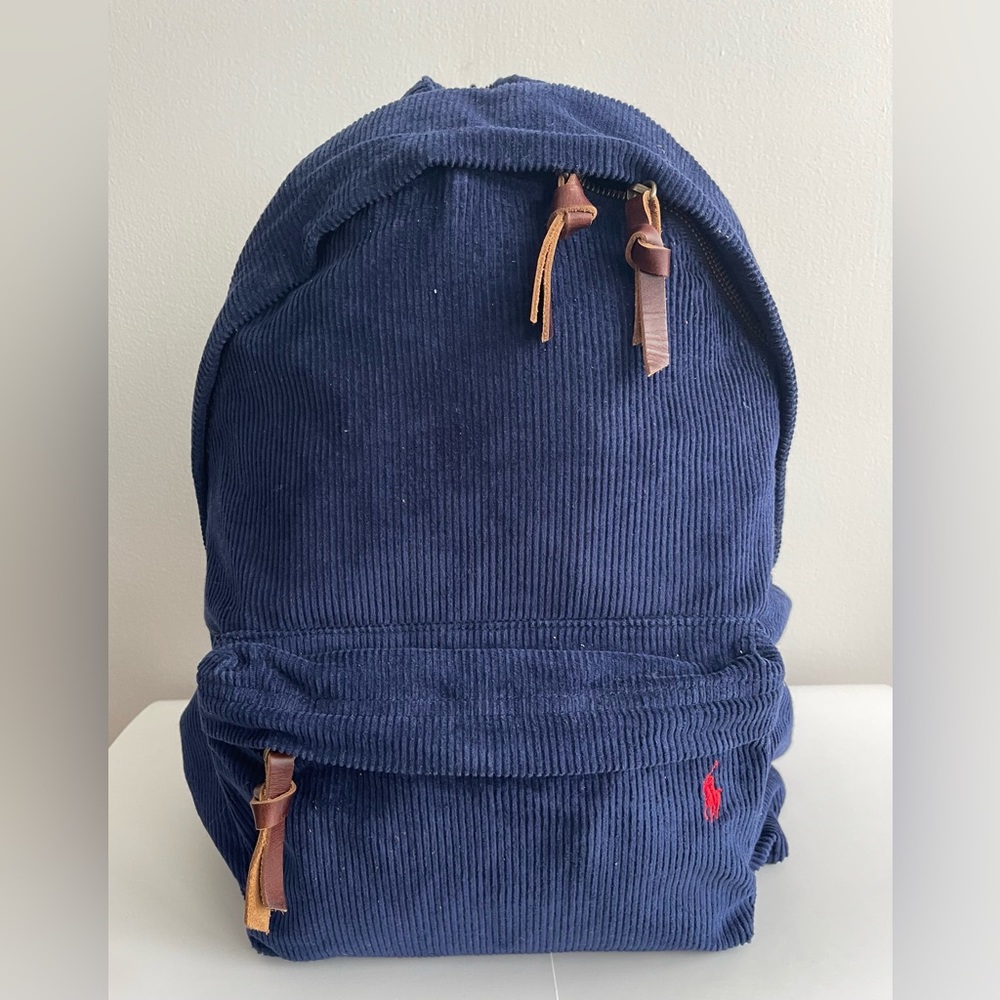 Ralph Lauren Navy Corduroy Backpack NWT